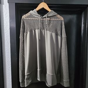 I Believe Olive Mesh Hoodie Size Large